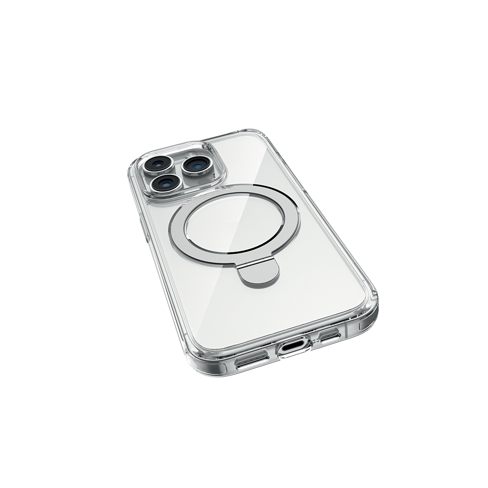 Apple iPhone 16 Pro Uyumlu Kılıf Magsafe Şarj Özellikli Raptic Air Stand Serisi Buzlu Transparan Tasarımlı Standlı Kapak - 5