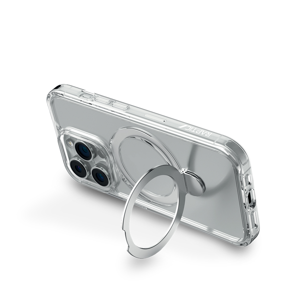 Apple iPhone 16 Pro Uyumlu Kılıf Magsafe Şarj Özellikli Raptic Air Stand Serisi Buzlu Transparan Tasarımlı Standlı Kapak - 6