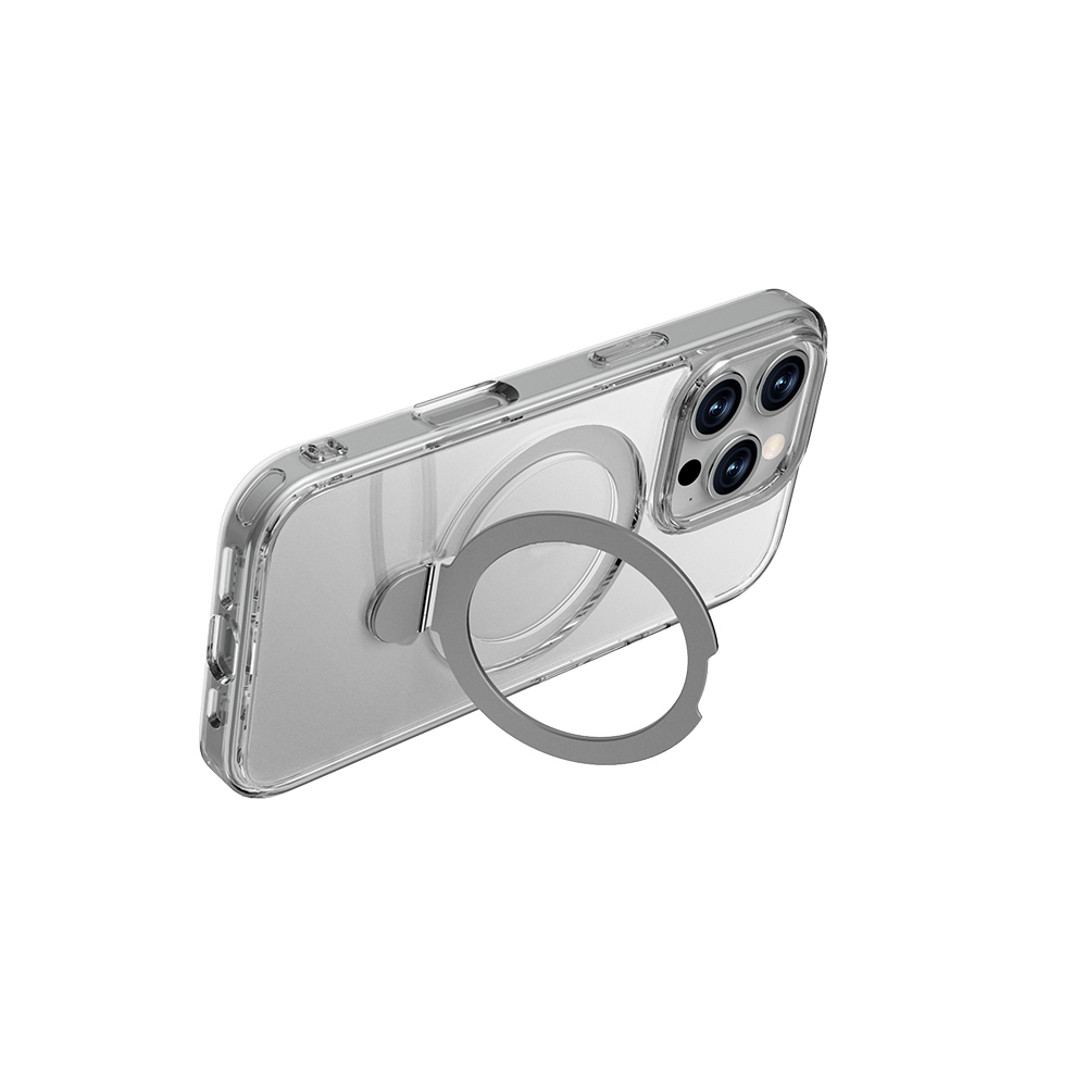 Apple iPhone 16 Pro Uyumlu Kılıf Magsafe Şarj Özellikli Raptic Air Stand Serisi Buzlu Transparan Tasarımlı Standlı Kapak - 7