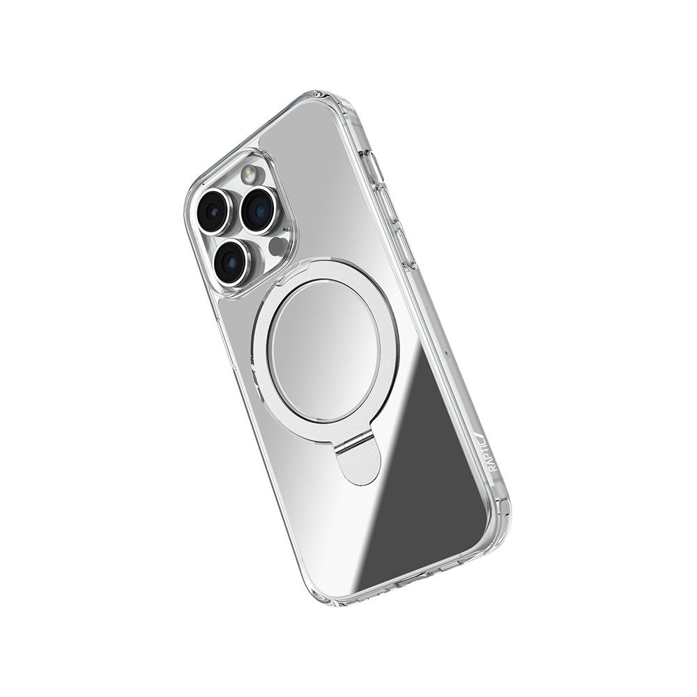 Apple iPhone 16 Pro Uyumlu Magsafe Şarj Özellikli Kılıf Raptic Air Stand Serisi Aynalı Arka Yüzey Standlı Kapak - 6