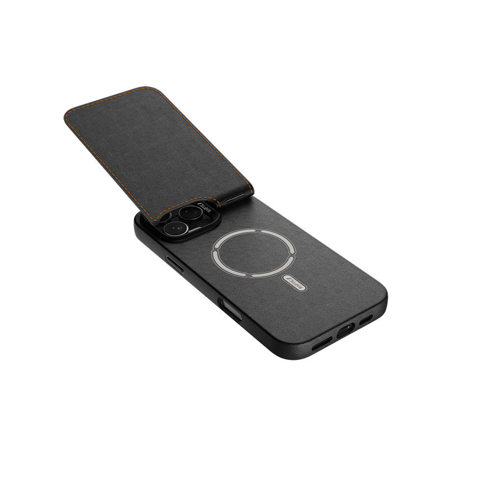 Apple iPhone 16 Pro Uyumlu Kılıf Magsafe Şarj Özellikli Raptic Slim Wallet Serisi Deri Görünümlü Kartlıklı Standlı Kapak - 3