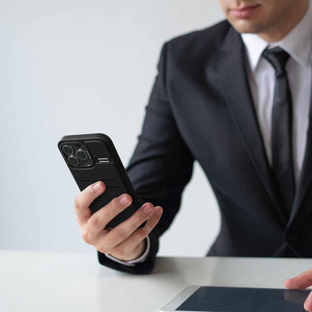 Apple iPhone 16 Pro Max Uyumlu Kılıf Magsafe Şarj Özellikli Raptic Slim Wallet Serisi Deri Görünümlü Kartlıklı Standlı Kapak - 11