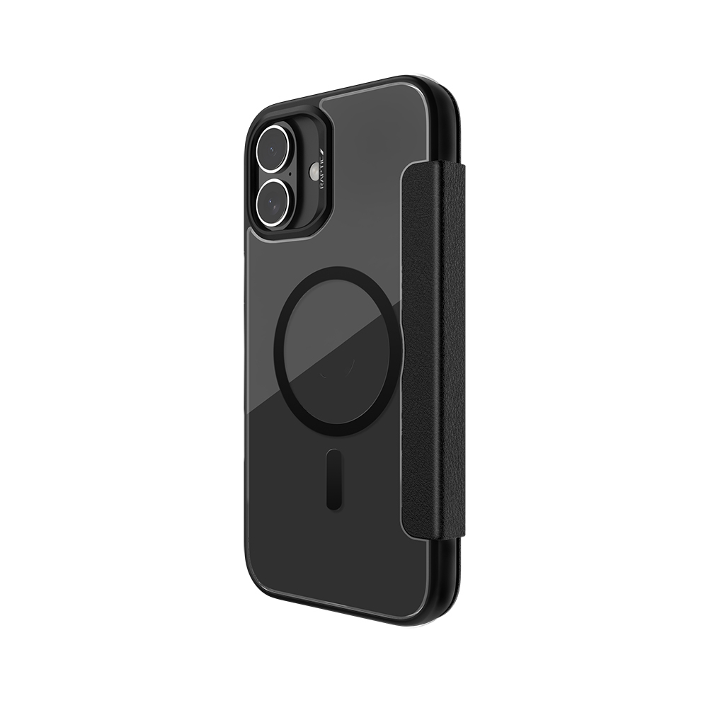 Apple iPhone 16 Uyumlu Kılıf Magsafe Şarj Özellikli Vegan Deri Tasarımlı Şeffaf Arka Yüzey Kartlıklı Raptic Urban Folio Serisi Kapak - 2