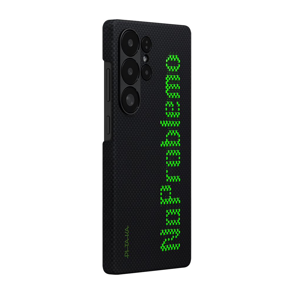 Samsung Galaxy S25 Uyumlu Ultra Kılıf  Magsafe Şarj Özellikli Lumintex Teknolojili Fosforlu Aramid Fiber Pitaka Tactile Woven Aries Serisi Kapak - 4