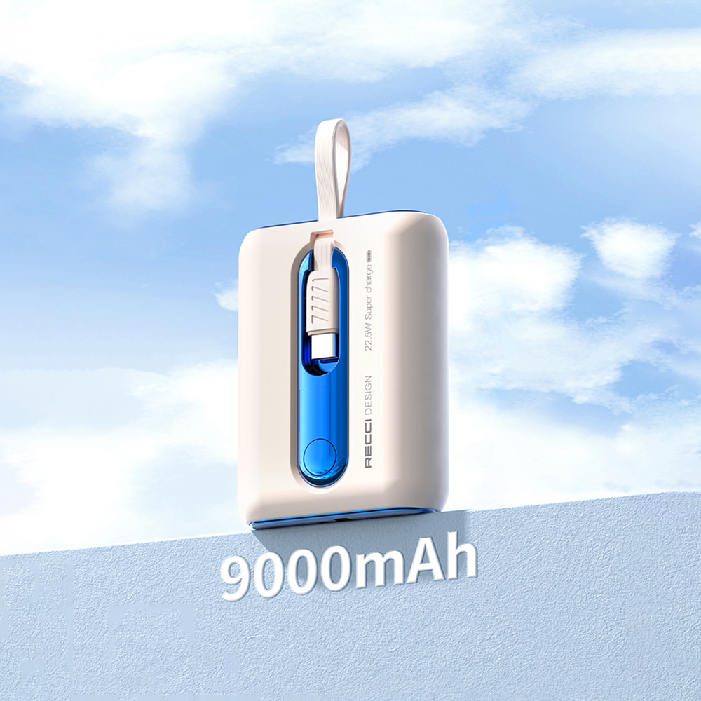 Recci RPB-P12C PD 20W Askı İpli Hızlı Şarj Özellikli Type-C Kablolu Powerbank 22.5W 9000mAh - 9