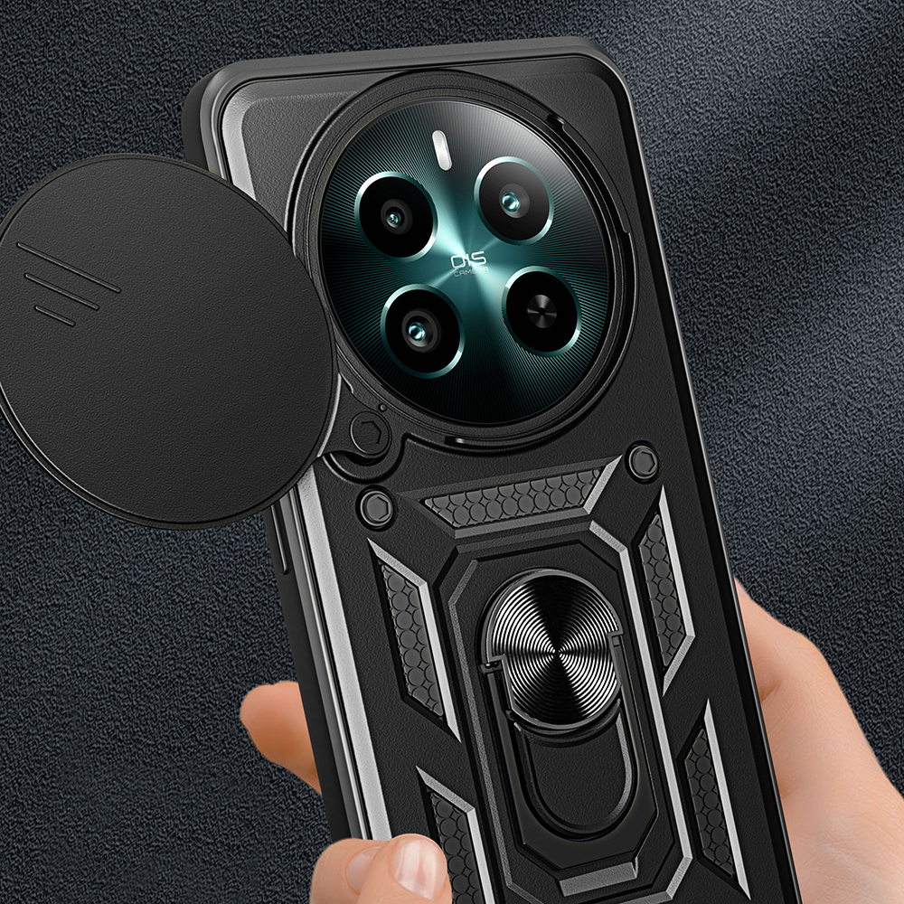 Realme 12 Plus Kılıf Magnetik Standlı Kamera Korumalı Zore Sürgülü Vega Kapak - 5
