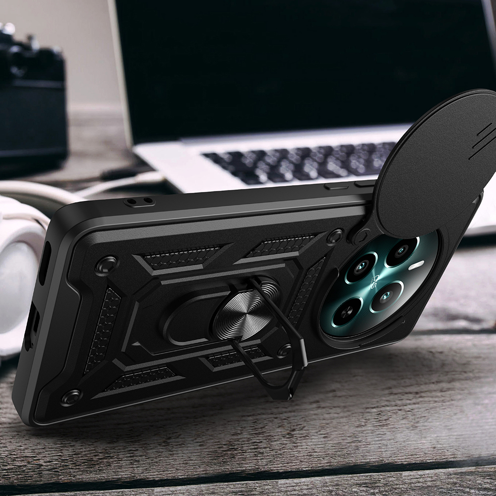 Realme 12 Plus Kılıf Magnetik Standlı Kamera Korumalı Zore Sürgülü Vega Kapak - 6