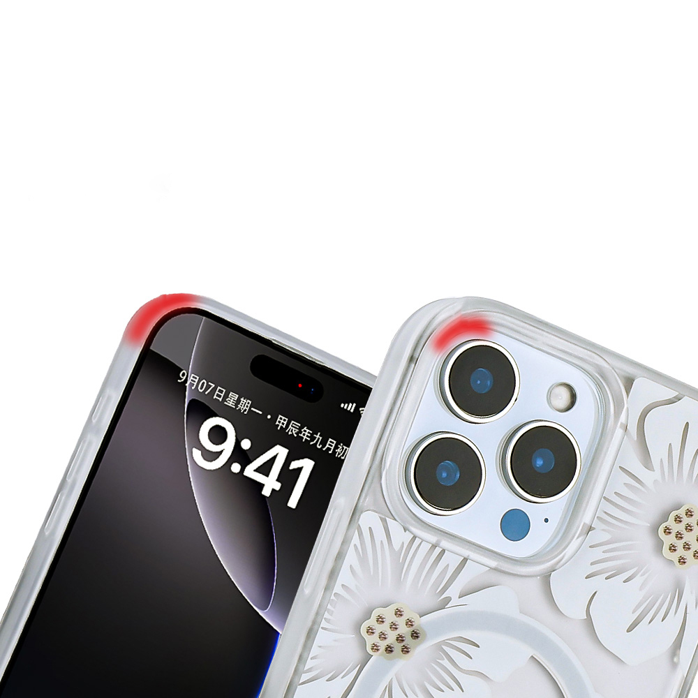 Apple iPhone 16 Pro Max Uyumlu Kılıf Sıvılı Simli Baskılı Şeffaf Arka Yüzey Zore Mossa Silikon Kapak - 8