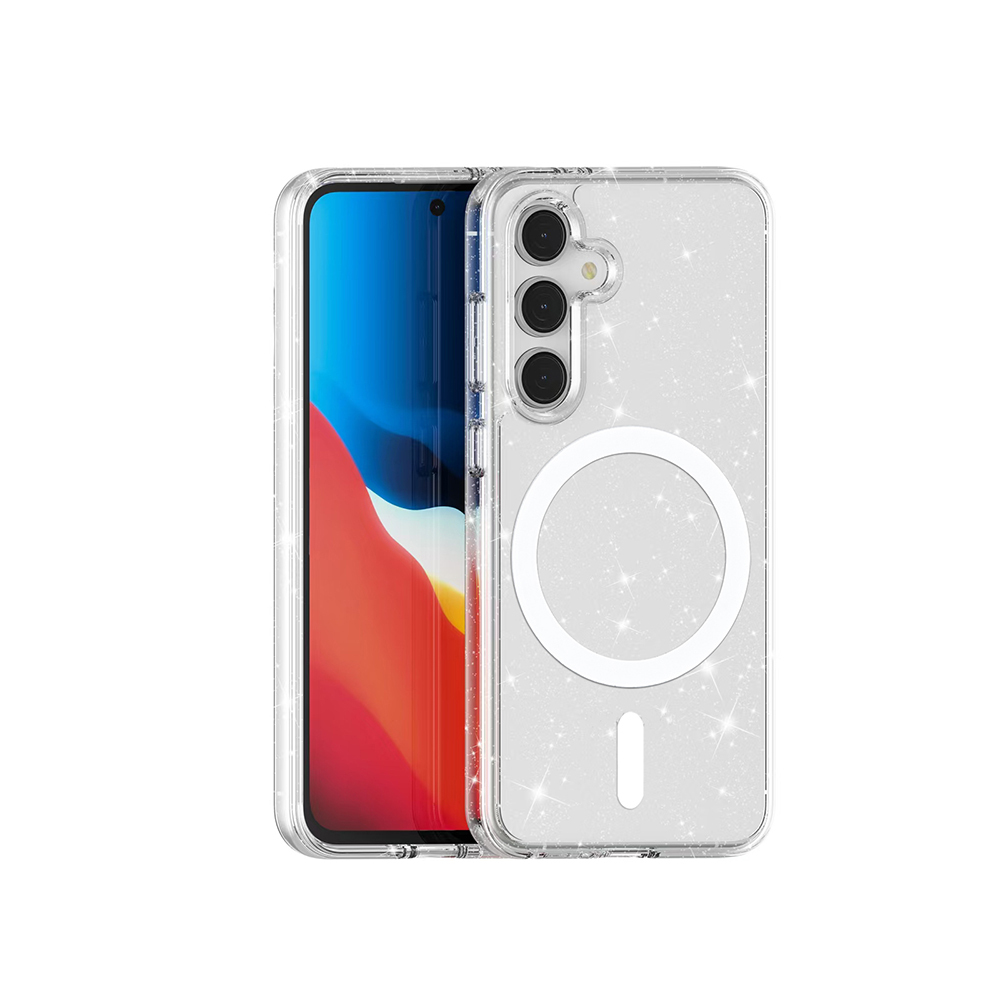 Samsung Galaxy S24 FE Uyumlu Kılıf Magsafe Şarj Özellikli Parlayan Simli Saydam Renkli Zore Allstar Kapak - 2