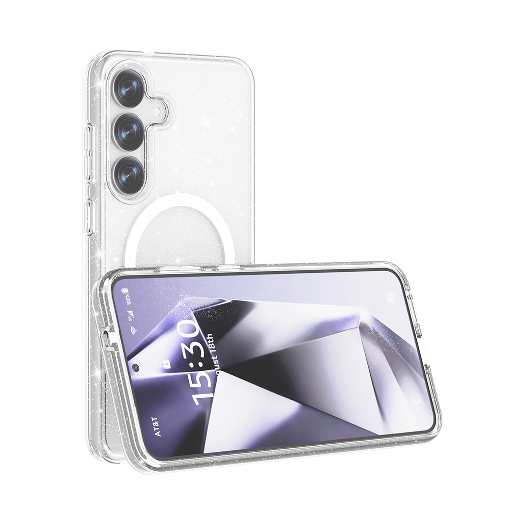 Samsung Galaxy S25 Uyumlu Plus Kılıf Magsafe Şarj Özellikli Parlayan Simli Saydam Renkli Zore Allstar Kapak - 3