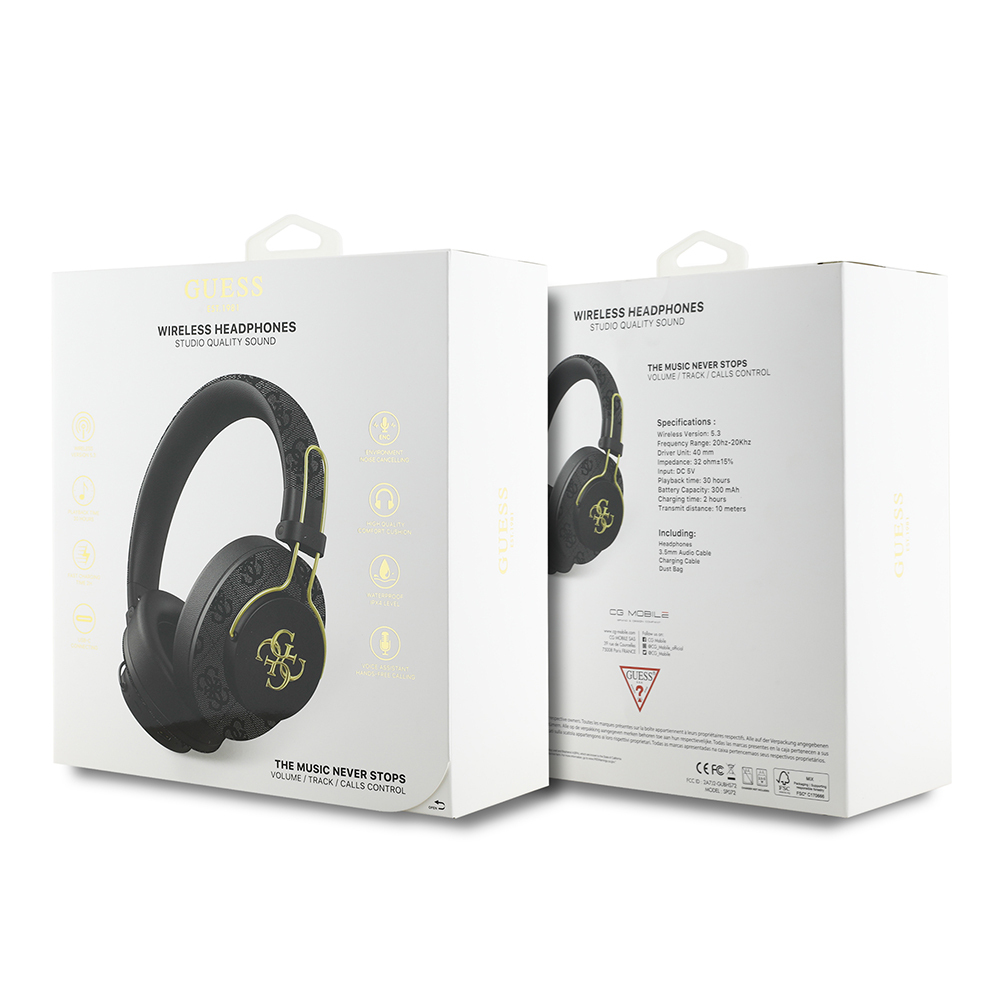 Guess Orjinal Lisanslı PU 4G Desenli Büyük Metal Logolu Kulak Üstü Bluetooth Kulaklık - 5