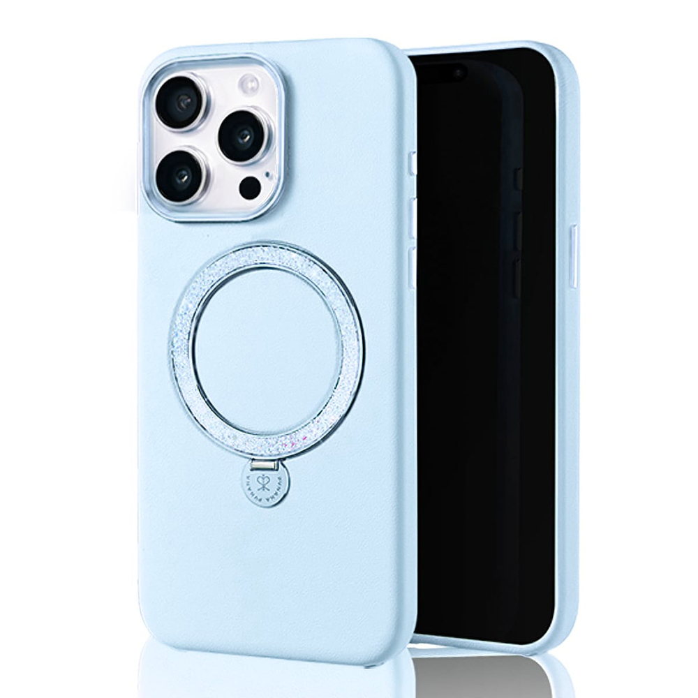 Apple iPhone 15 Pro Uyumlu Kılıf Magsafe Şarj Özellikli Standlı Suni Deri Tasarımlı Pynana Dancing Circle Serisi Kapak - 12