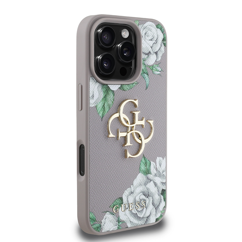 Apple iPhone 16 Pro Max Uyumlu Kılıf Guess Orjinal Lisanslı Gül Baskılı Büyük Metal Logo Dizaynlı Kapak - 1