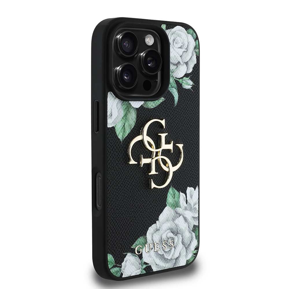 Apple iPhone 16 Pro Max Uyumlu Kılıf Guess Orjinal Lisanslı Gül Baskılı Büyük Metal Logo Dizaynlı Kapak - 8