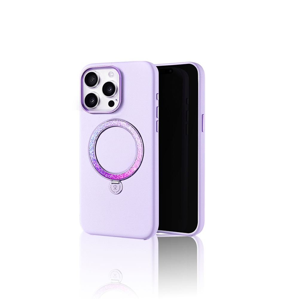 Apple iPhone 16 Pro Max Uyumlu Kılıf Magsafe Şarj Özellikli Standlı Suni Deri Tasarımlı Pynana Dancing Circle Serisi Kapak - 9