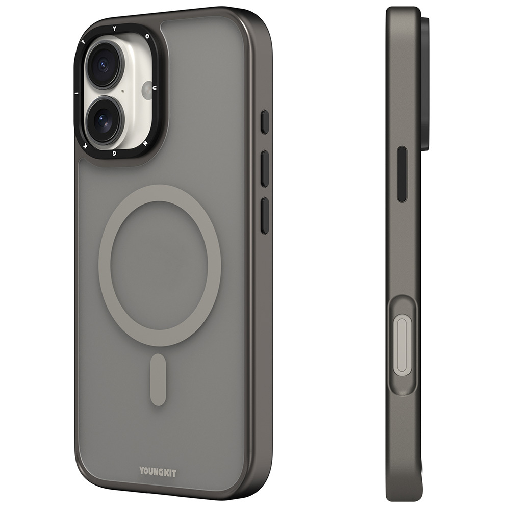 Apple iPhone 16 Uyumlu Kılıf Magsafe Şarj Özellikli Cam Arka Yüzey TPU Youngkit Gemstone Serisi Kapak - 2