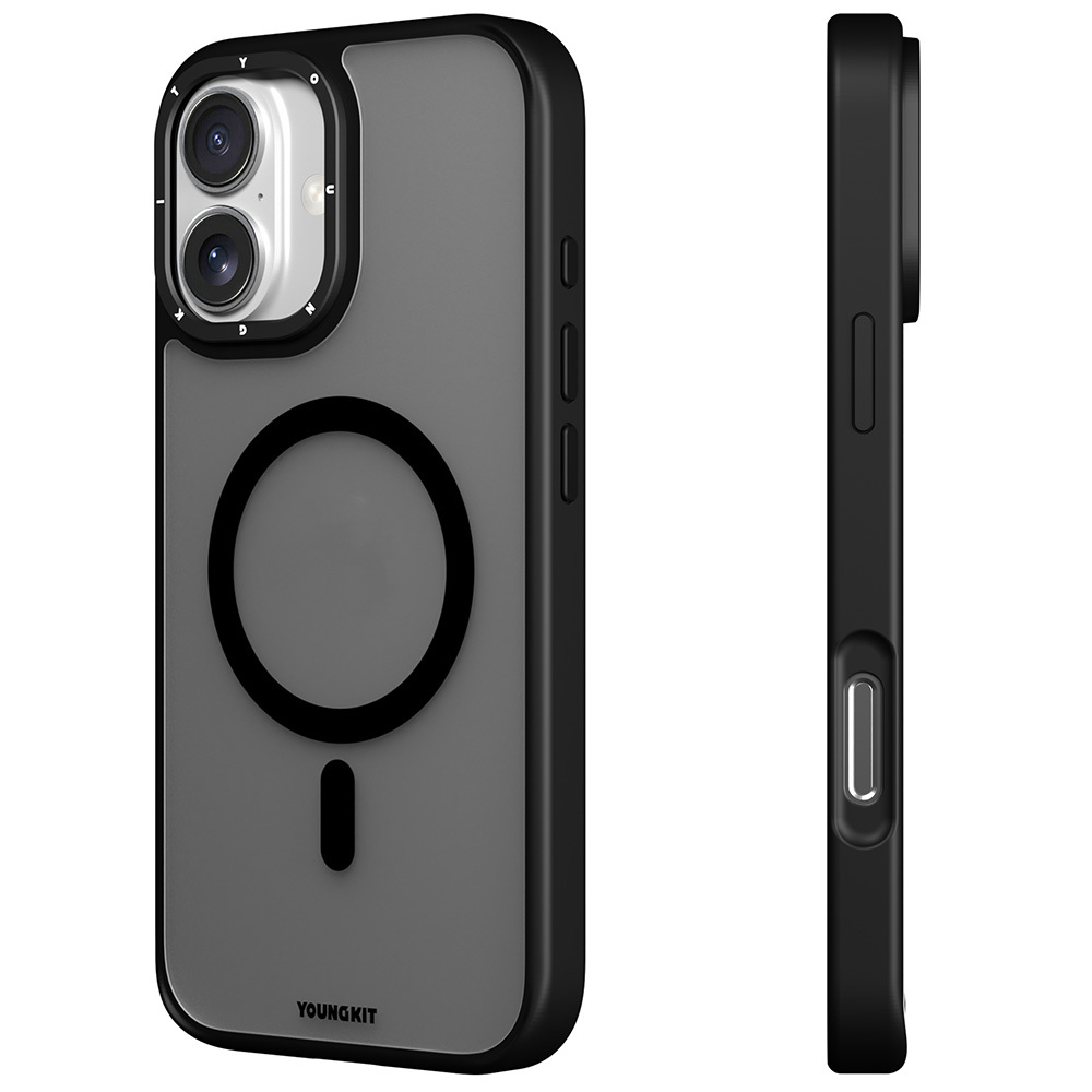 Apple iPhone 16 Uyumlu Kılıf Magsafe Şarj Özellikli Cam Arka Yüzey TPU Youngkit Gemstone Serisi Kapak - 4