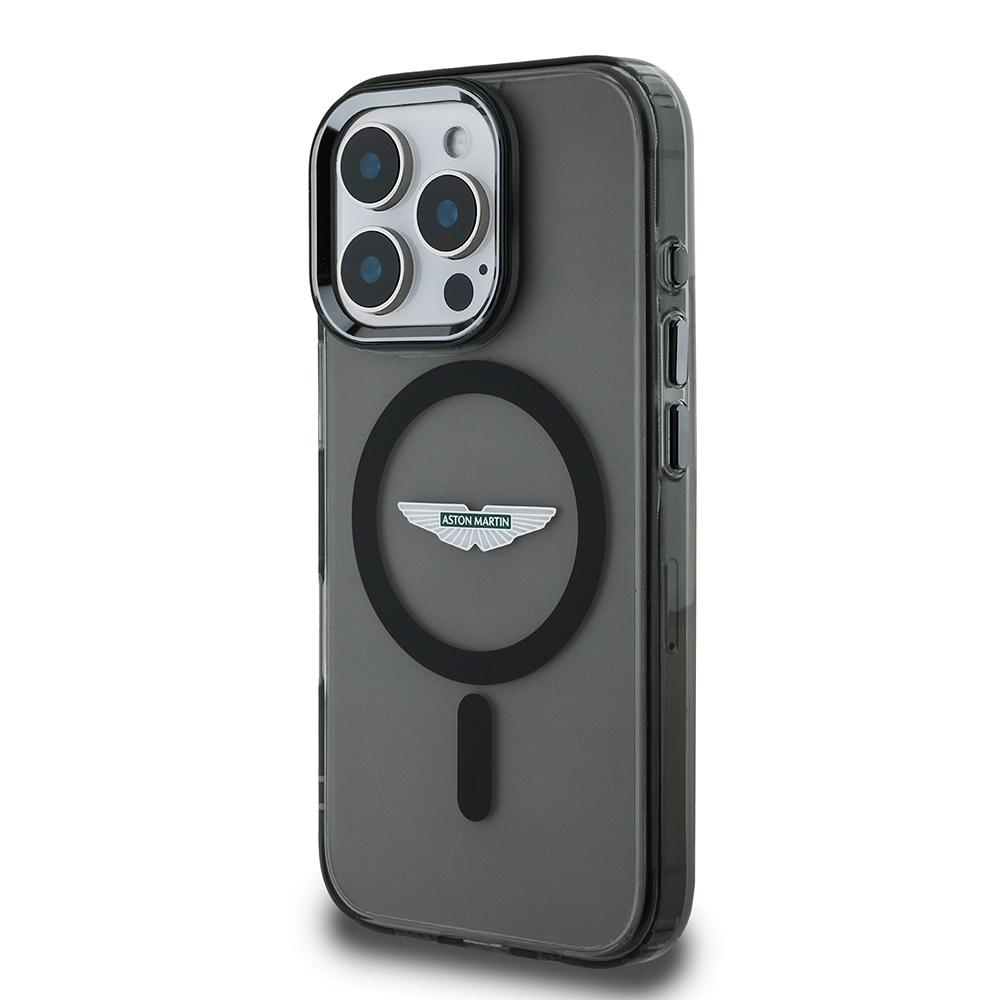 Apple iPhone 15 Pro Max Uyumlu Kılıf Aston Martin Orjinal Lisanslı Magsafe Şarj Özellikli  IML Baskı Logolu Metal Düğmeli Kapak - 1