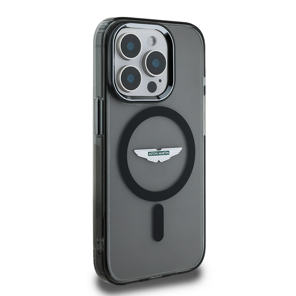 Apple iPhone 15 Pro Max Uyumlu Kılıf Aston Martin Orjinal Lisanslı Magsafe Şarj Özellikli  IML Baskı Logolu Metal Düğmeli Kapak - 2