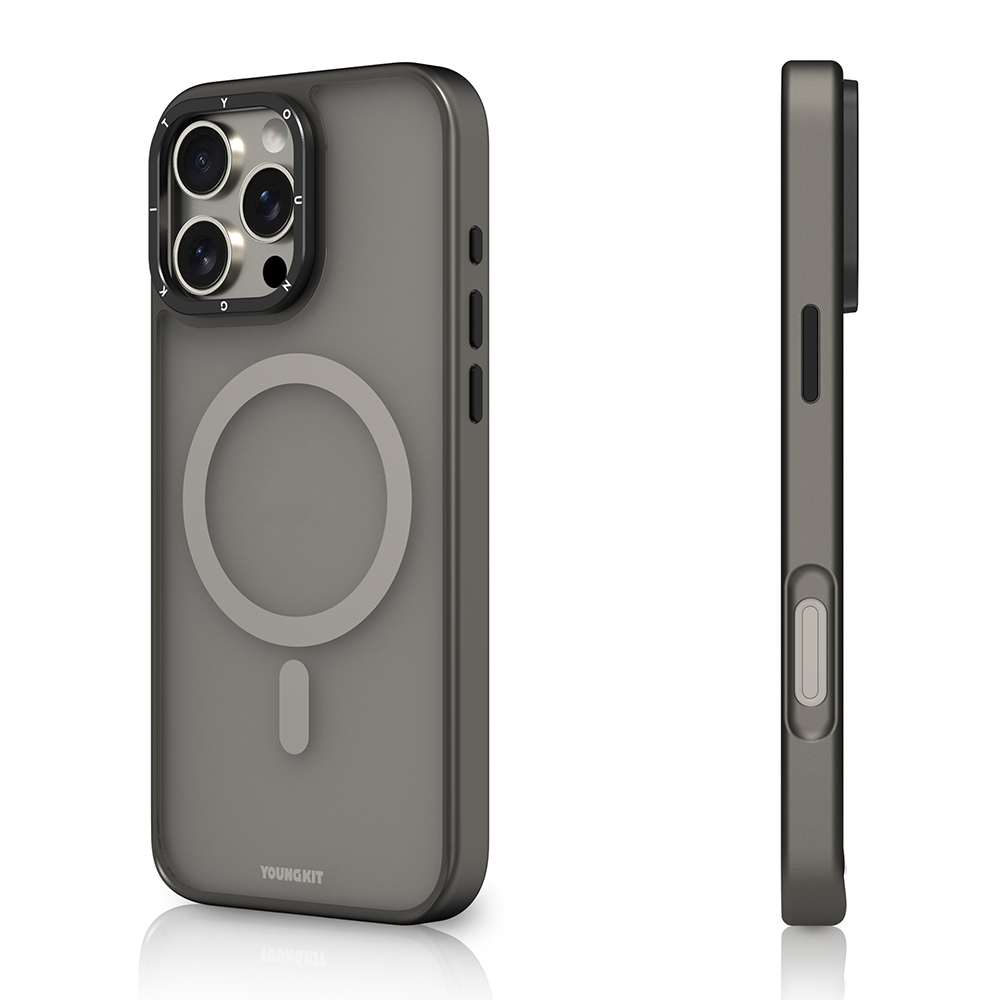 Apple iPhone 16 Pro Uyumlu Kılıf Magsafe Şarj Özellikli Cam Arka Yüzey TPU Youngkit Gemstone Serisi Kapak - 3