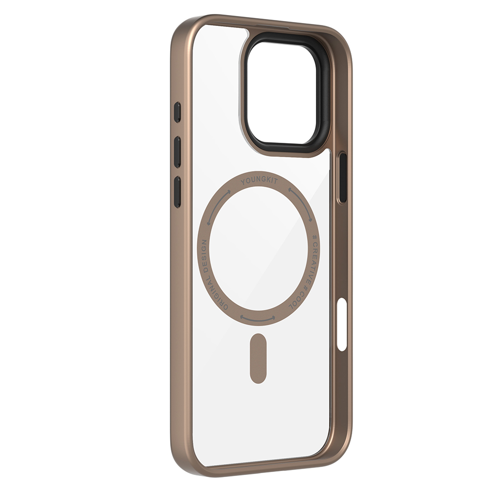 Apple iPhone 16 Pro Uyumlu Kılıf Magsafe Şarj Özellikli Cam Arka Yüzey TPU Youngkit Gemstone Serisi Kapak - 11