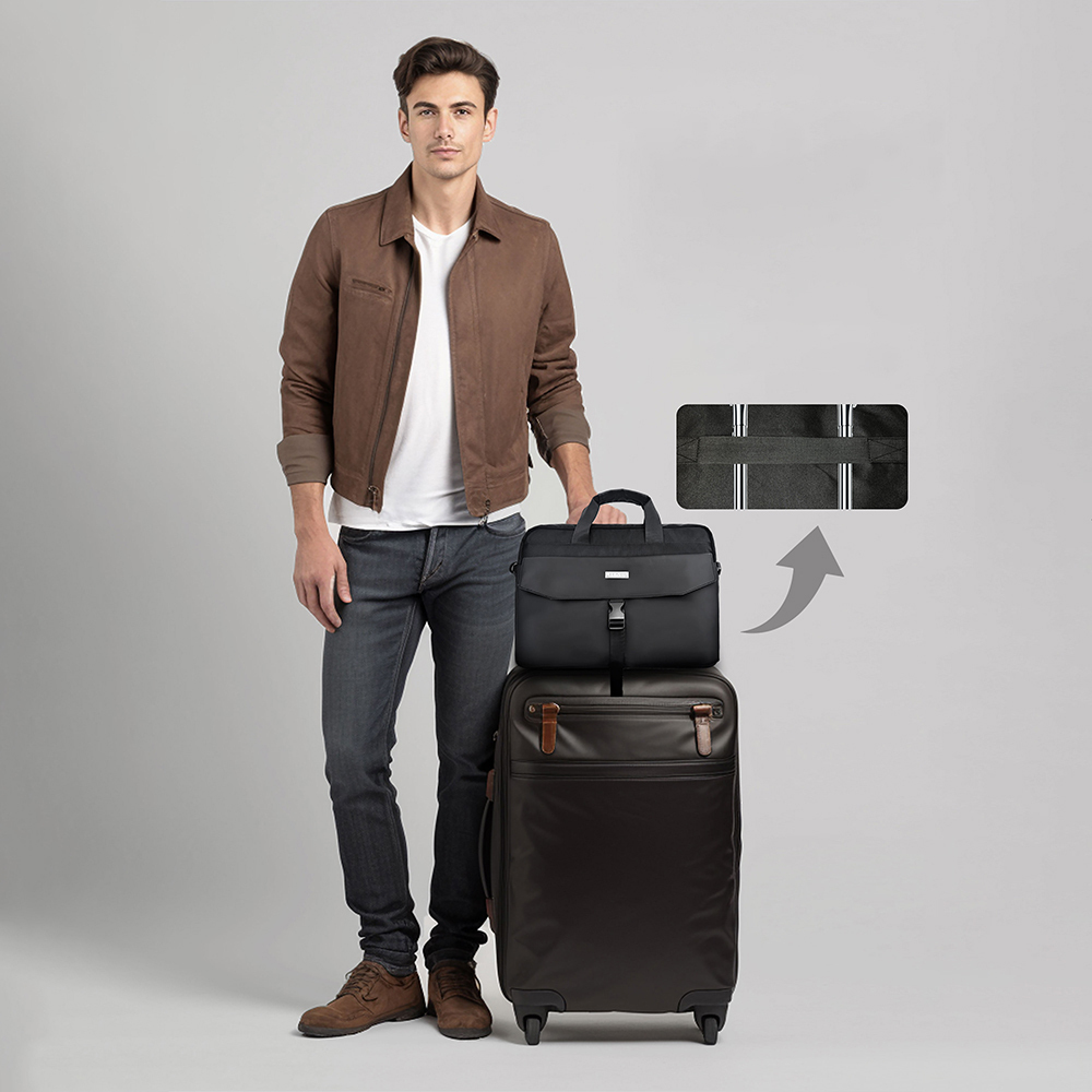 Lenyes LB578 Creator Serisi Su Geçirmez Polyester Kumaş Bagaj ve Çıkarılabilir Omuz Askılı 15-16 inç Laptop Çantası - 4