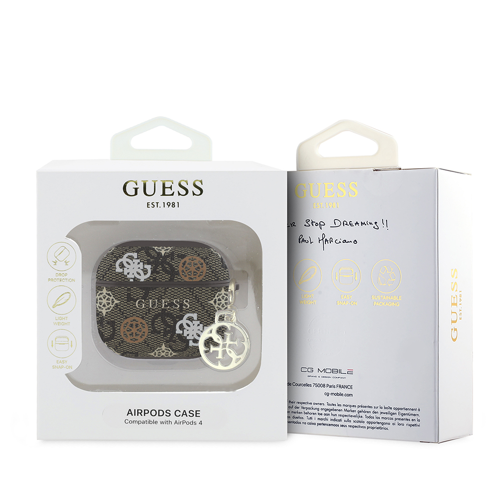 Apple Airpods 4 Uyumlu Kılıf Guess Orjinal Lisanslı 4G Desenli Yazı Logolu Peony Kapak - 2