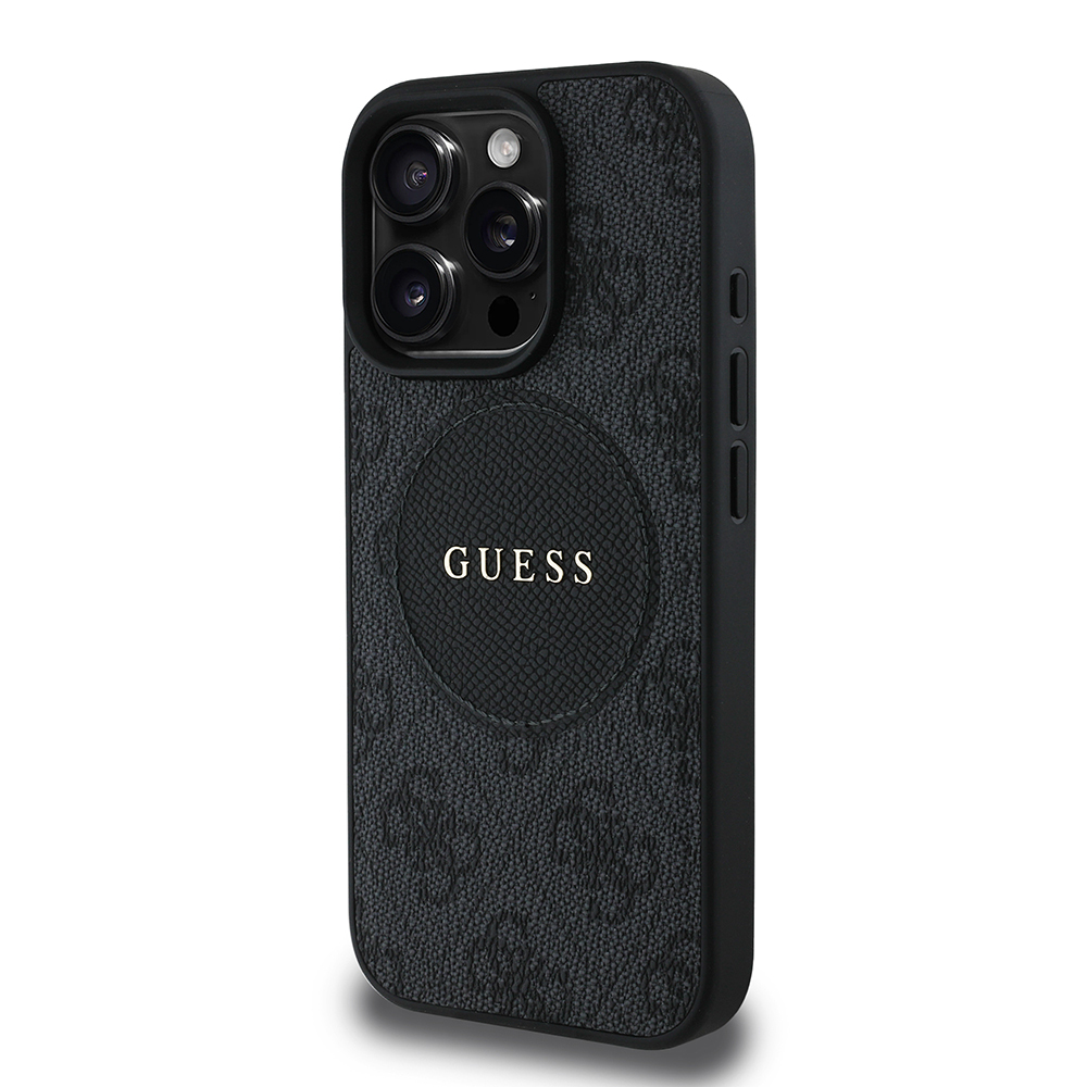 Apple iPhone 16 Pro Uyumlu Kılıf Guess Orjinal Lisanslı Magsafe Şarj Özellikli Yazı Logolu Circle Classic Kapak - 1