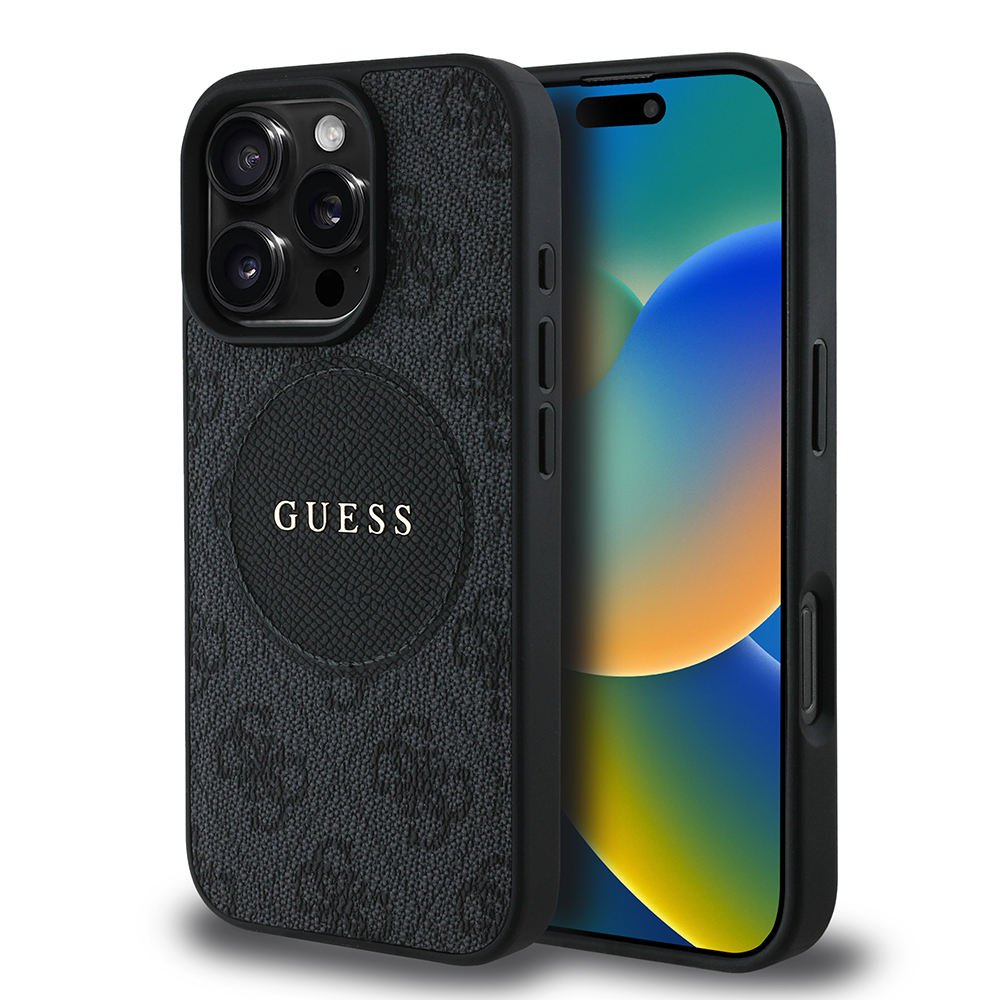 Apple iPhone 16 Pro Uyumlu Kılıf Guess Orjinal Lisanslı Magsafe Şarj Özellikli Yazı Logolu Circle Classic Kapak - 5