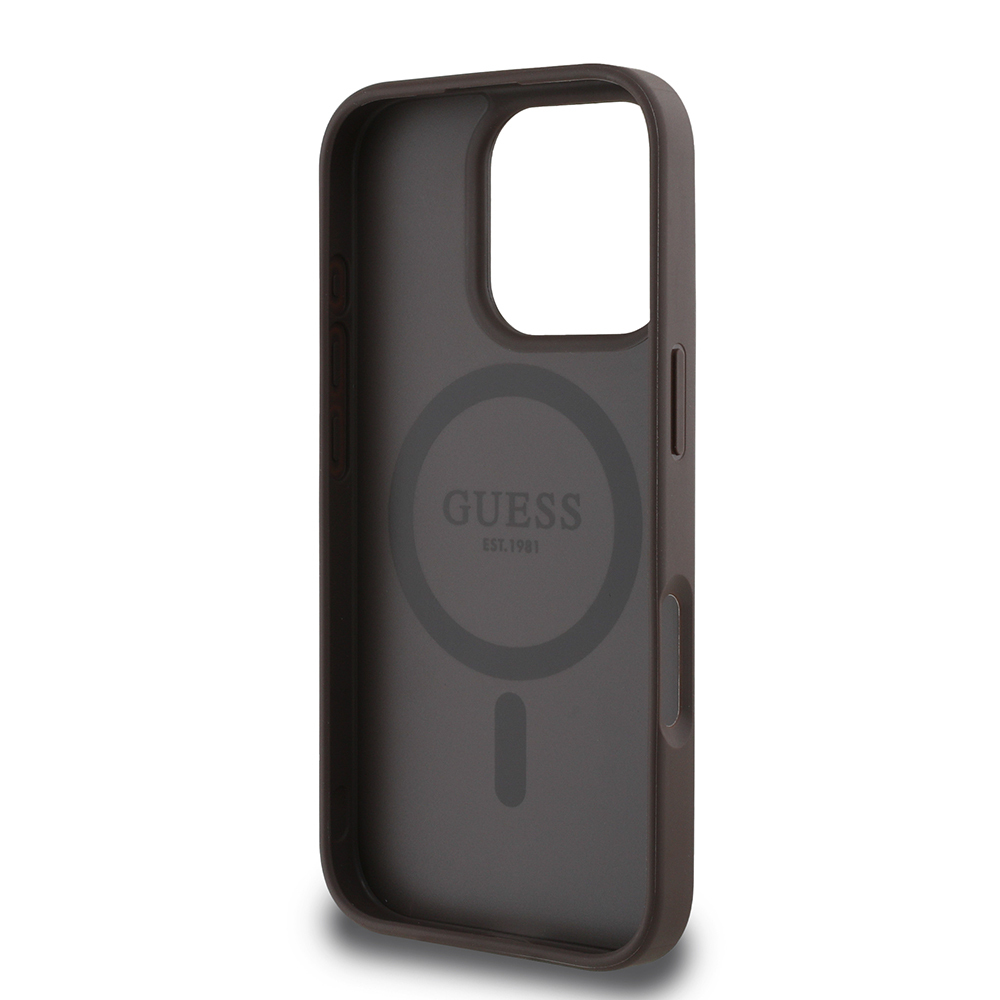 Apple iPhone 16 Pro Uyumlu Kılıf Guess Orjinal Lisanslı Magsafe Şarj Özellikli Yazı Logolu Circle Classic Kapak - 11