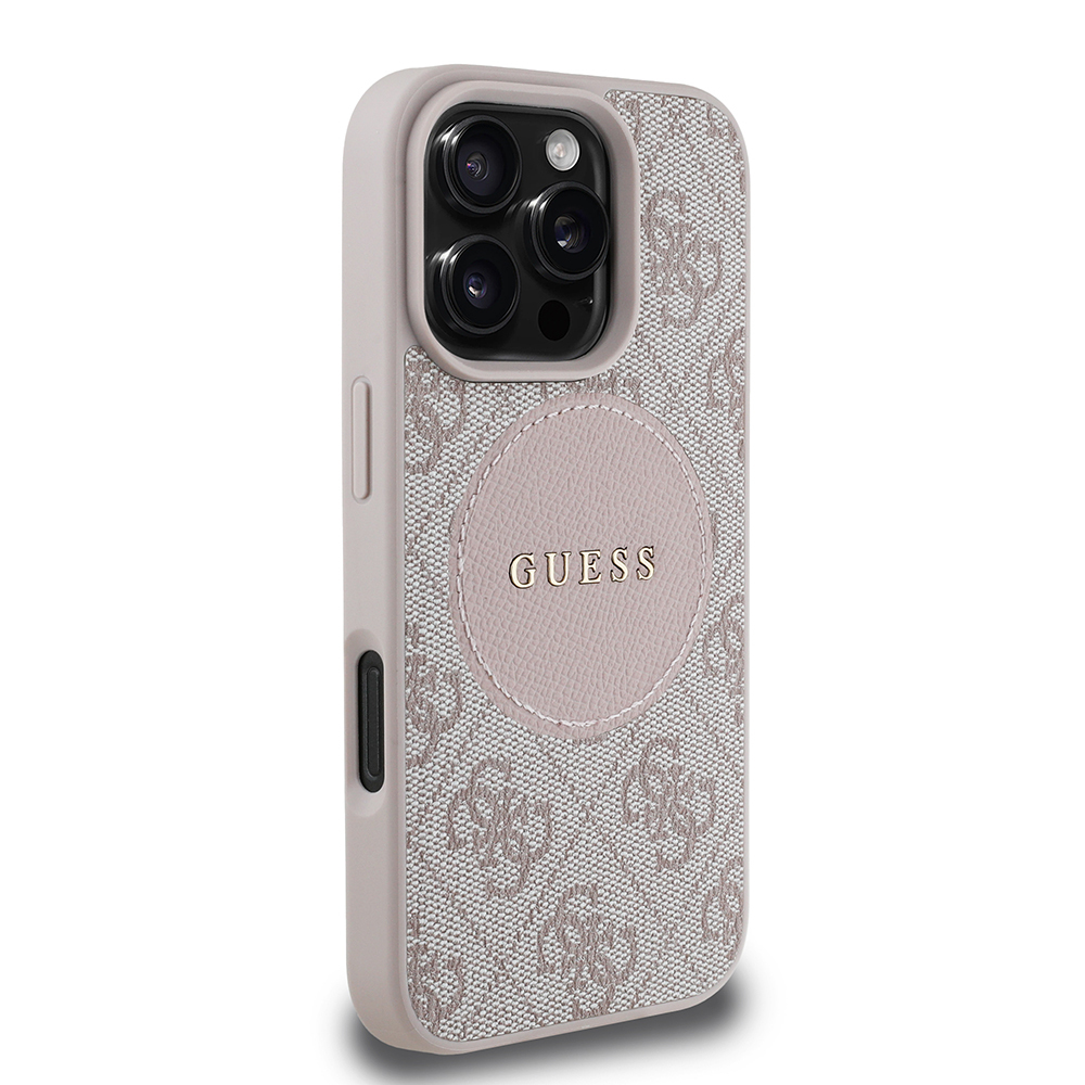 Apple iPhone 16 Pro Uyumlu Kılıf Guess Orjinal Lisanslı Magsafe Şarj Özellikli Yazı Logolu Circle Classic Kapak - 16