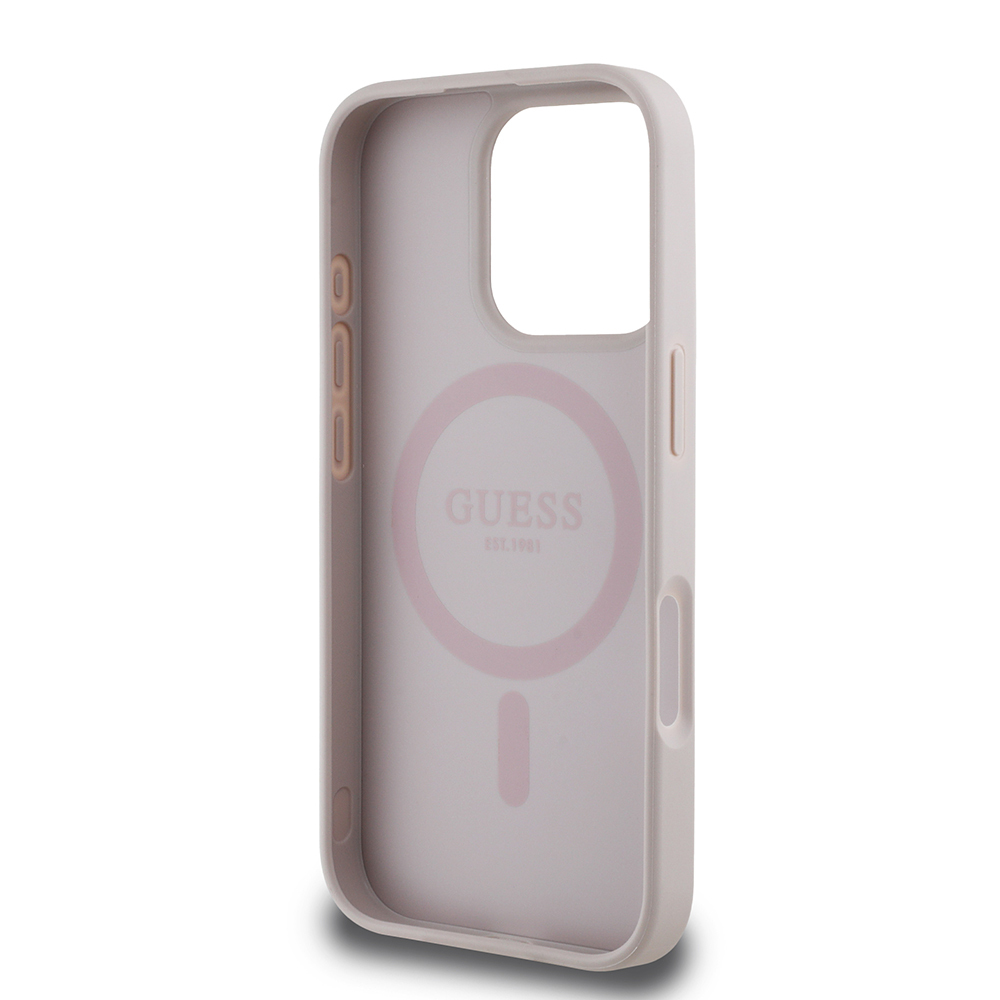 Apple iPhone 16 Pro Uyumlu Kılıf Guess Orjinal Lisanslı Magsafe Şarj Özellikli Yazı Logolu Circle Classic Kapak - 18