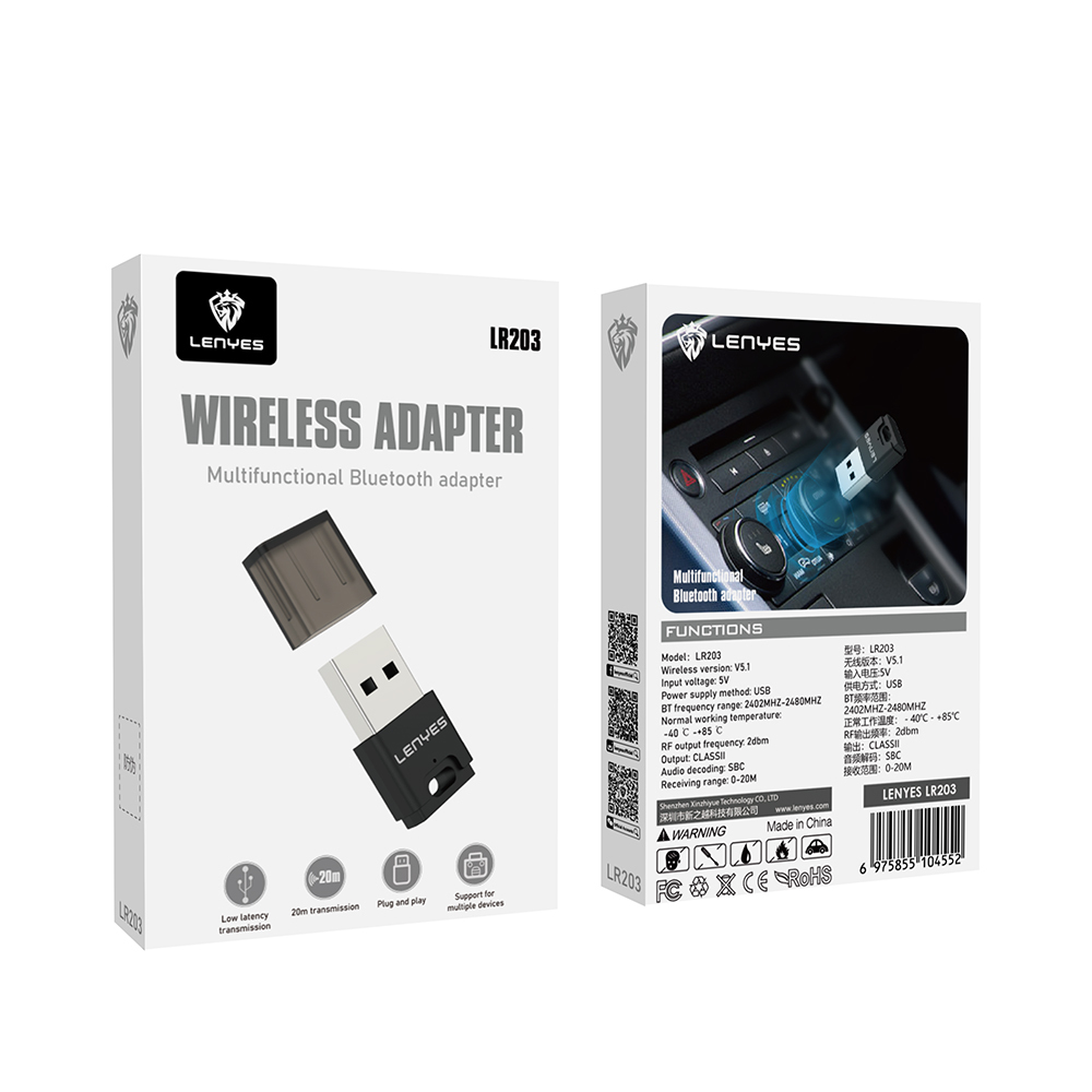 Lenyes LR203 USB Bluetooth 5.0 Wireless Transmitter Adaptör - 5
