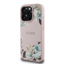 Apple iPhone 16 Pro Max Uyumlu Kılıf Guess Orjinal Lisanslı Magsafe Şarj Özellikli Taneli Çiçek Tasarımlı Metal Yazı Logolu Kapak - 1