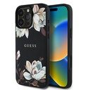 Apple iPhone 16 Pro Max Uyumlu Kılıf Guess Orjinal Lisanslı Magsafe Şarj Özellikli Taneli Çiçek Tasarımlı Metal Yazı Logolu Kapak - 12