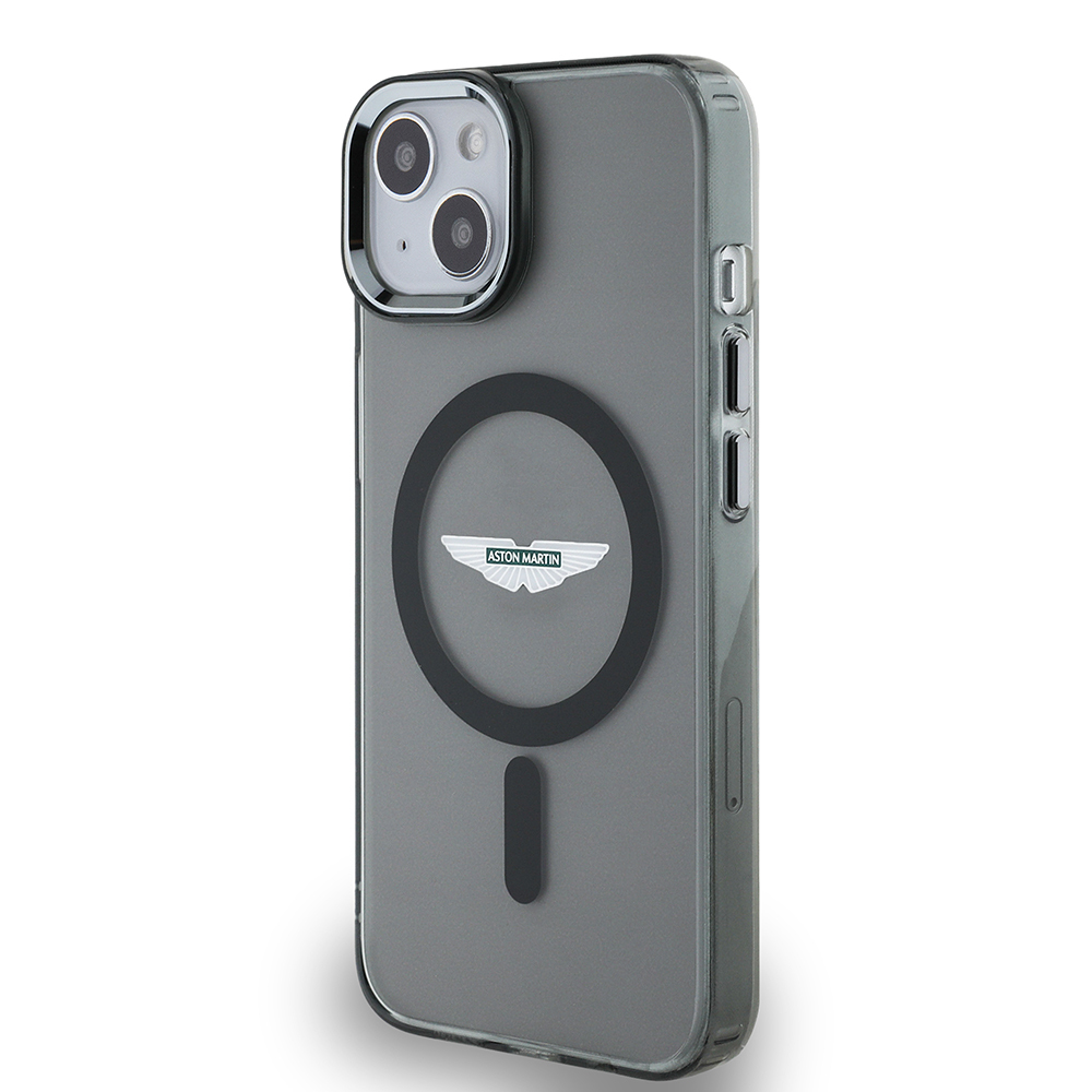 Apple iPhone 14 Uyumlu Kılıf Aston Martin Orjinal Lisanslı Magsafe Şarj Özellikli  IML Baskı Logolu Metal Düğmeli Kapak - 1