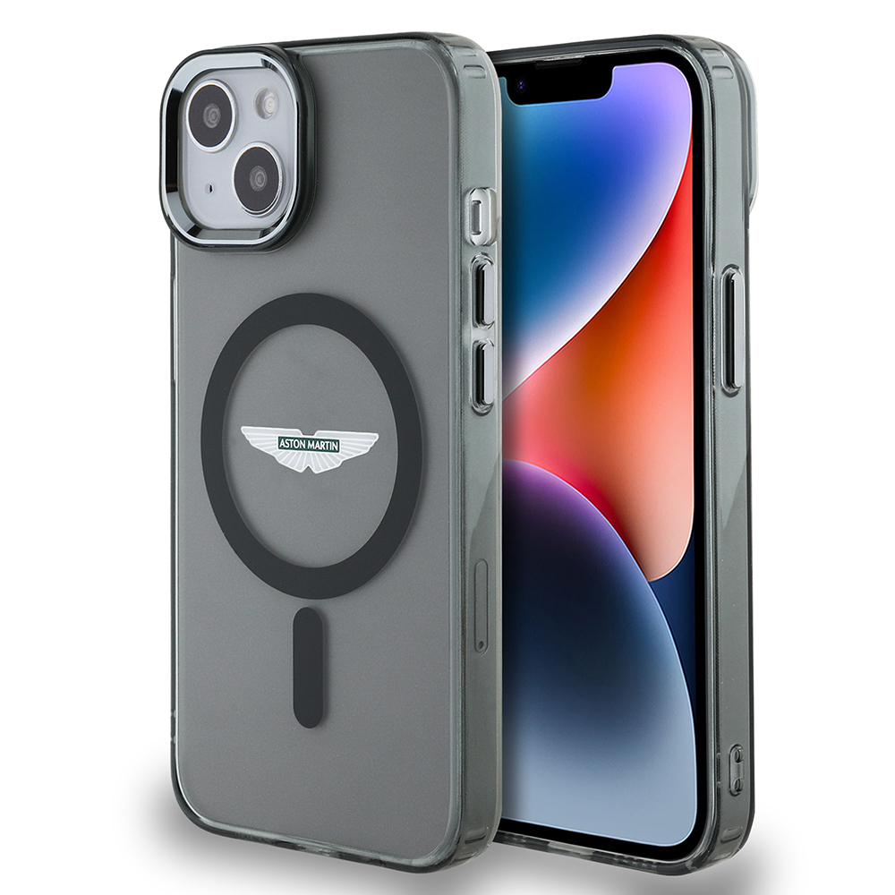 Apple iPhone 14 Uyumlu Kılıf Aston Martin Orjinal Lisanslı Magsafe Şarj Özellikli  IML Baskı Logolu Metal Düğmeli Kapak - 6