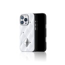 Apple iPhone 15 Pro Max Uyumlu Kılıf Parlak Arka Yüzeyli Kabartma Tasarımlı Kapitone Pynana Metal Diamond Serisi Kapak - 5