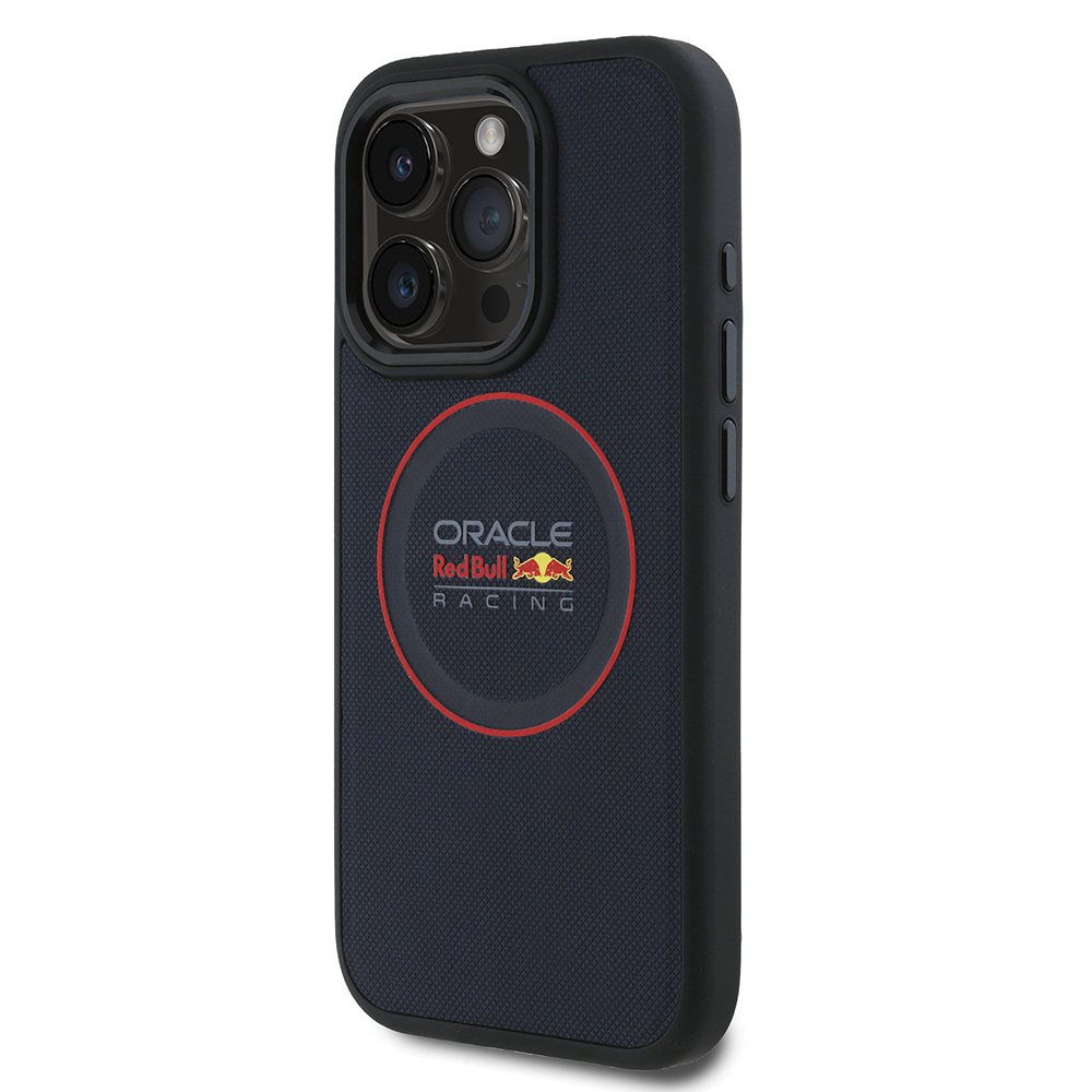 Apple iPhone 15 Pro Max Uyumlu Kılıf Redbull Orjinal Lisanslı Magsafe Şarj Özellikli Kırmızı Halka ve Logo Kabartmalı PU Deri Kapak - 1