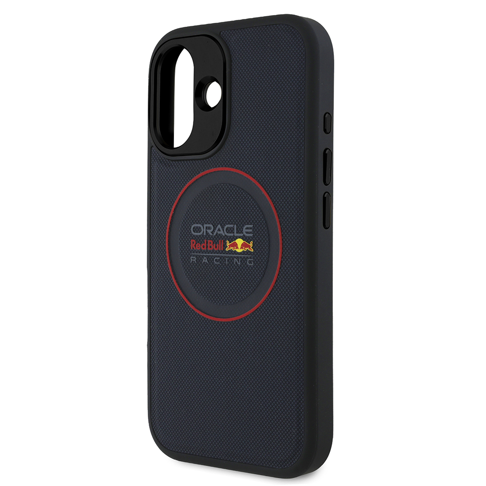 Apple iPhone 16 Uyumlu Kılıf Redbull Orjinal Lisanslı Magsafe Şarj Özellikli Kırmızı Halka ve Logo Kabartmalı PU Deri Kapak - 3