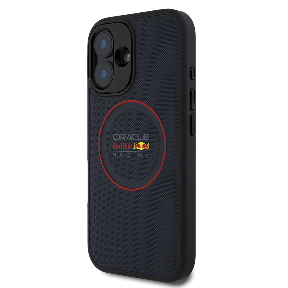 Apple iPhone 16 Plus Uyumlu Kılıf Redbull Orjinal Lisanslı Magsafe Şarj Özellikli Kırmızı Halka ve Logo Kabartmalı PU Deri Kapak - 1