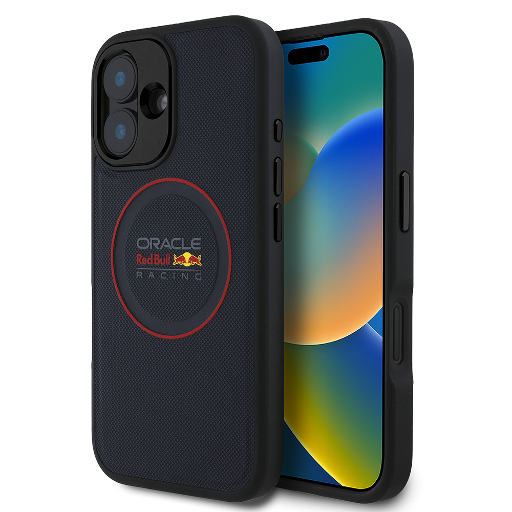 Apple iPhone 16 Plus Uyumlu Kılıf Redbull Orjinal Lisanslı Magsafe Şarj Özellikli Kırmızı Halka ve Logo Kabartmalı PU Deri Kapak - 6