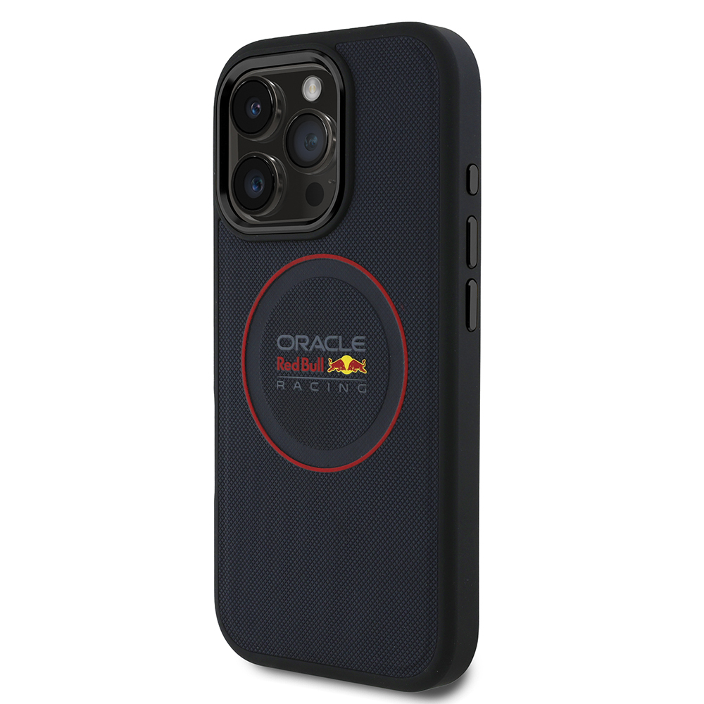 Apple iPhone 16 Pro Max Uyumlu Kılıf Redbull Orjinal Lisanslı Magsafe Şarj Özellikli Kırmızı Halka ve Logo Kabartmalı PU Deri Kapak - 2