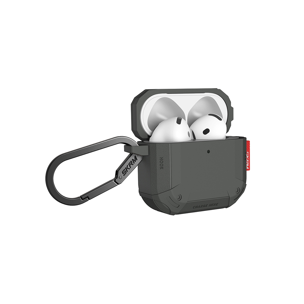 Apple Airpods 4 Uyumlu Kılıf Airbagli Yivli Köşe Tasarımlı 360° Tam Koruma Skinarma Mecha CE Kılıf - 4