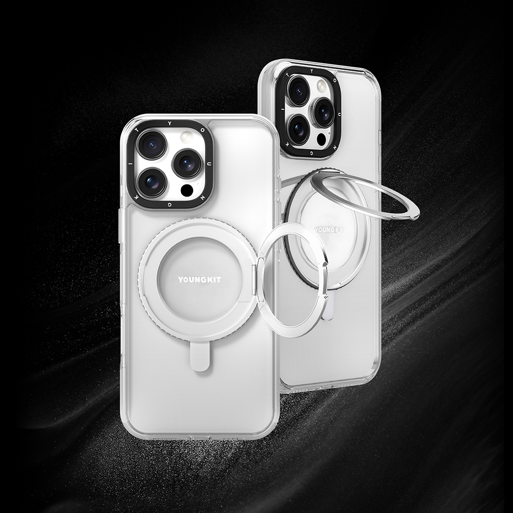 Apple iPhone 15 Pro Max Uyumlu Kılıf Magsafe Şarj Özellikli Parmak Ring Standlı Youngkit Pivot Serisi Kapak - 3