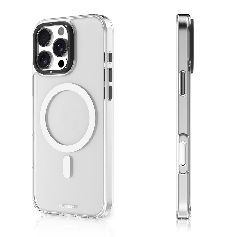 Apple iPhone 16 Pro Max Uyumlu Kılıf Magsafe Şarj Özellikli Cam Arka Yüzey TPU Youngkit Gemstone Serisi Kapak - 4