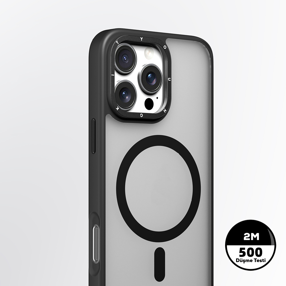 Apple iPhone 16 Pro Max Uyumlu Kılıf Magsafe Şarj Özellikli Cam Arka Yüzey TPU Youngkit Gemstone Serisi Kapak - 6