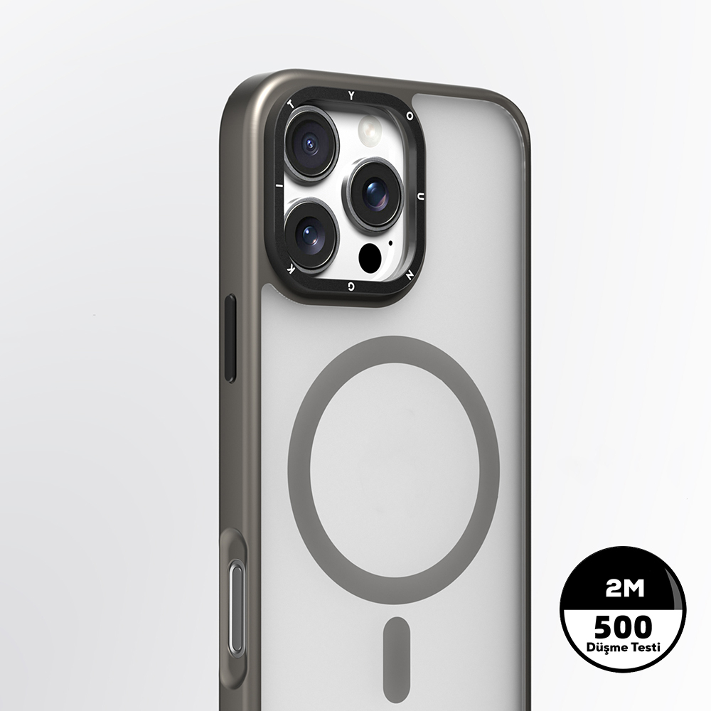 Apple iPhone 16 Pro Max Uyumlu Kılıf Magsafe Şarj Özellikli Cam Arka Yüzey TPU Youngkit Gemstone Serisi Kapak - 7