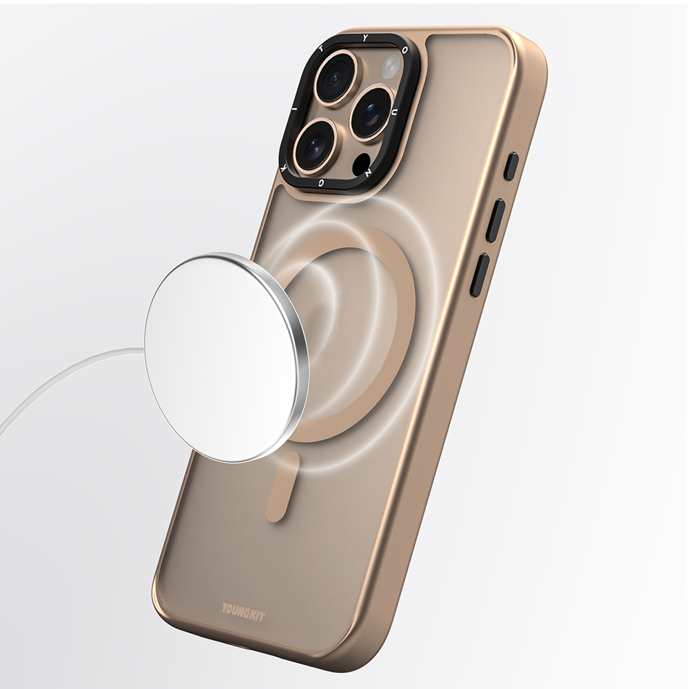 Apple iPhone 16 Pro Max Uyumlu Kılıf Magsafe Şarj Özellikli Cam Arka Yüzey TPU Youngkit Gemstone Serisi Kapak - 9
