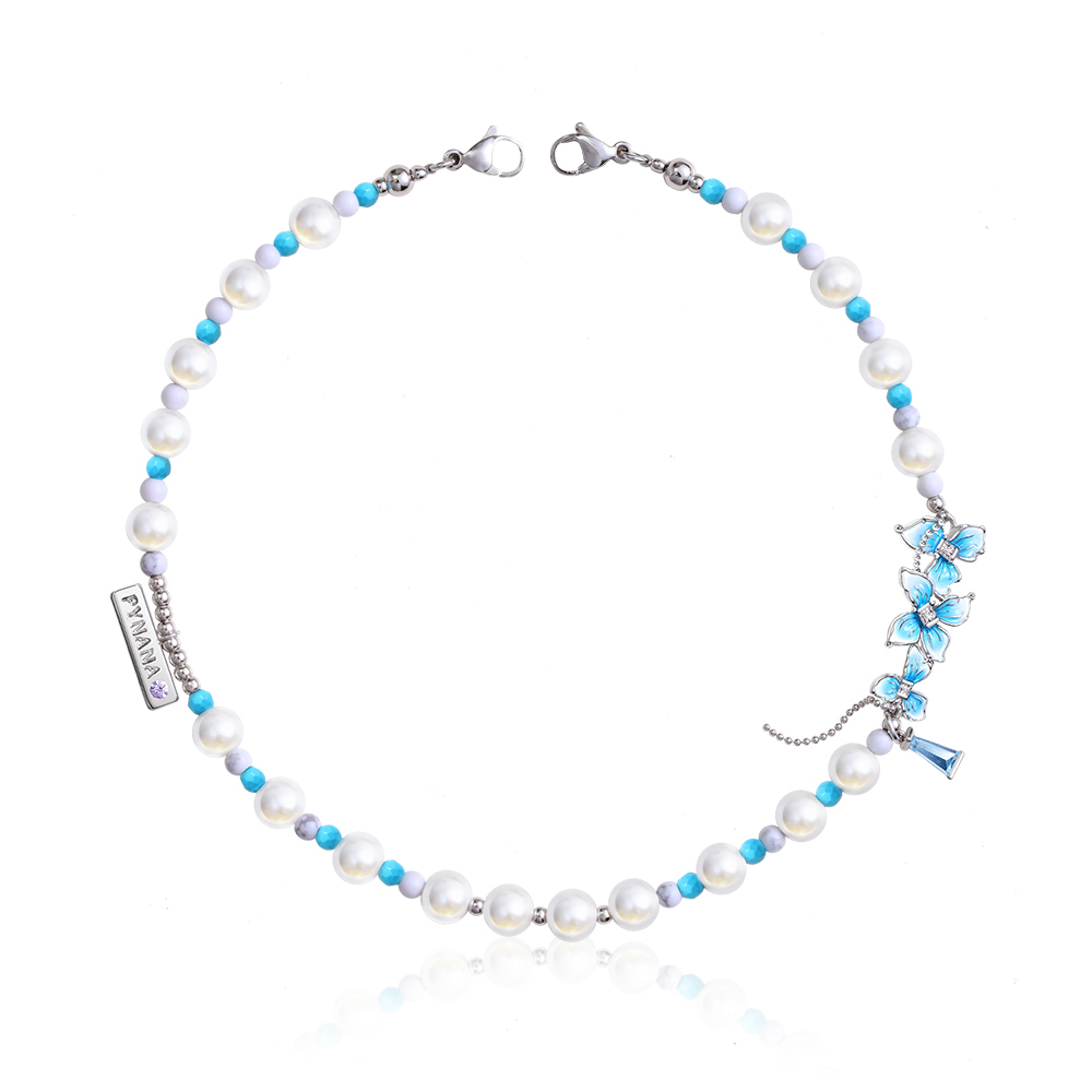 Pynana BlueFlower Serisi İnci Taşlı Telefon Bilek Askı İpi - 3